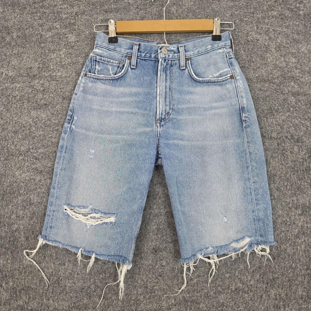 Citizens Of Humanity Shorts 24 Ayla Jean Denim Distressed Bermuda Blue Relaxed